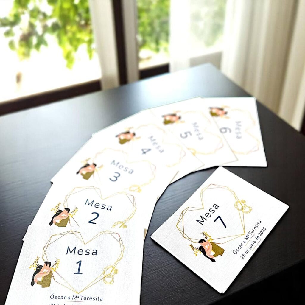Tarjetas de identificadores de mesa